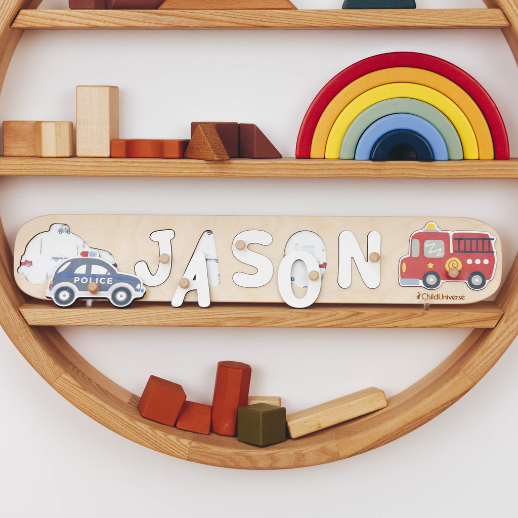 Custom Cars Name Puzzle - Educational Wooden Toy for Toddlers