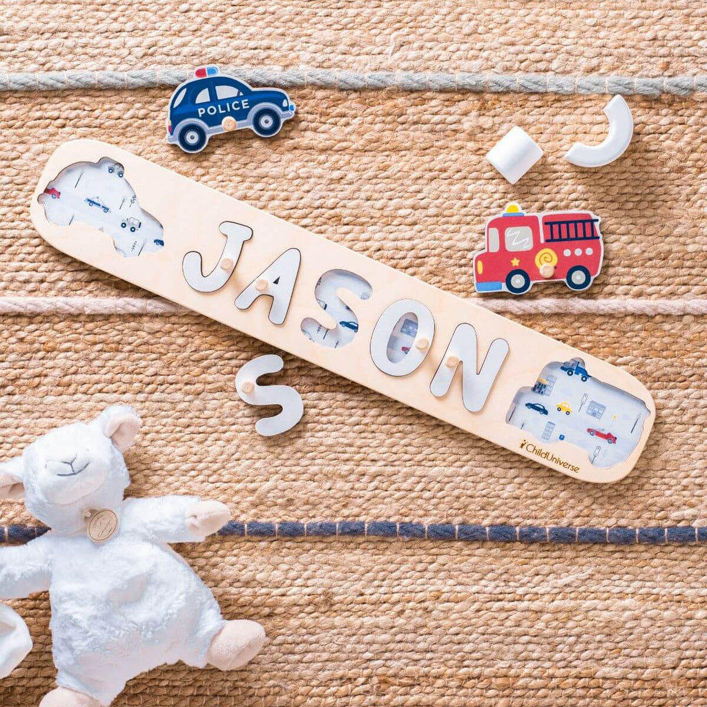 Custom Cars Name Puzzle - Educational Wooden Toy for Toddlers