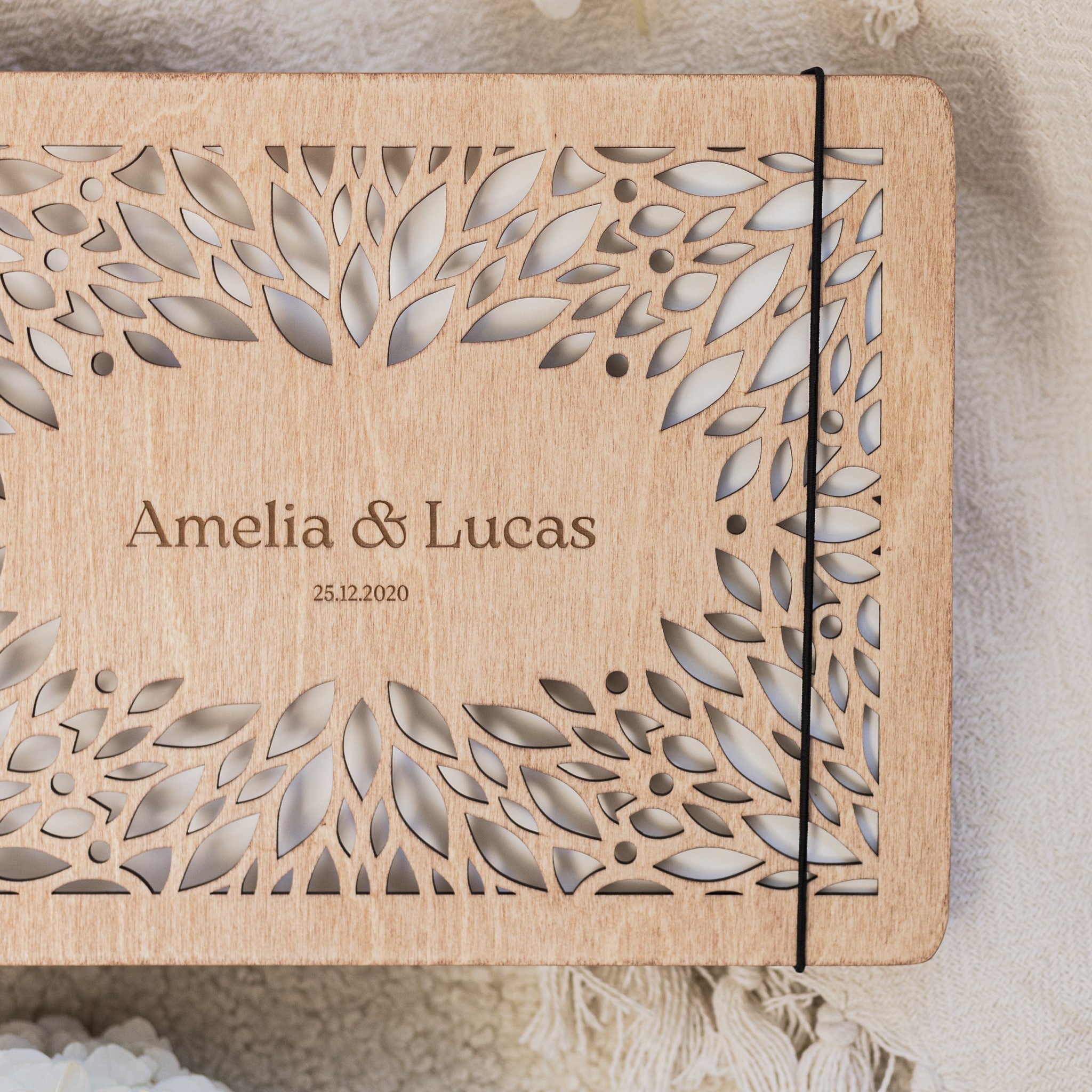 Crownleaf Wooden Photo Album for Wedding and Anniversary Keepsakes