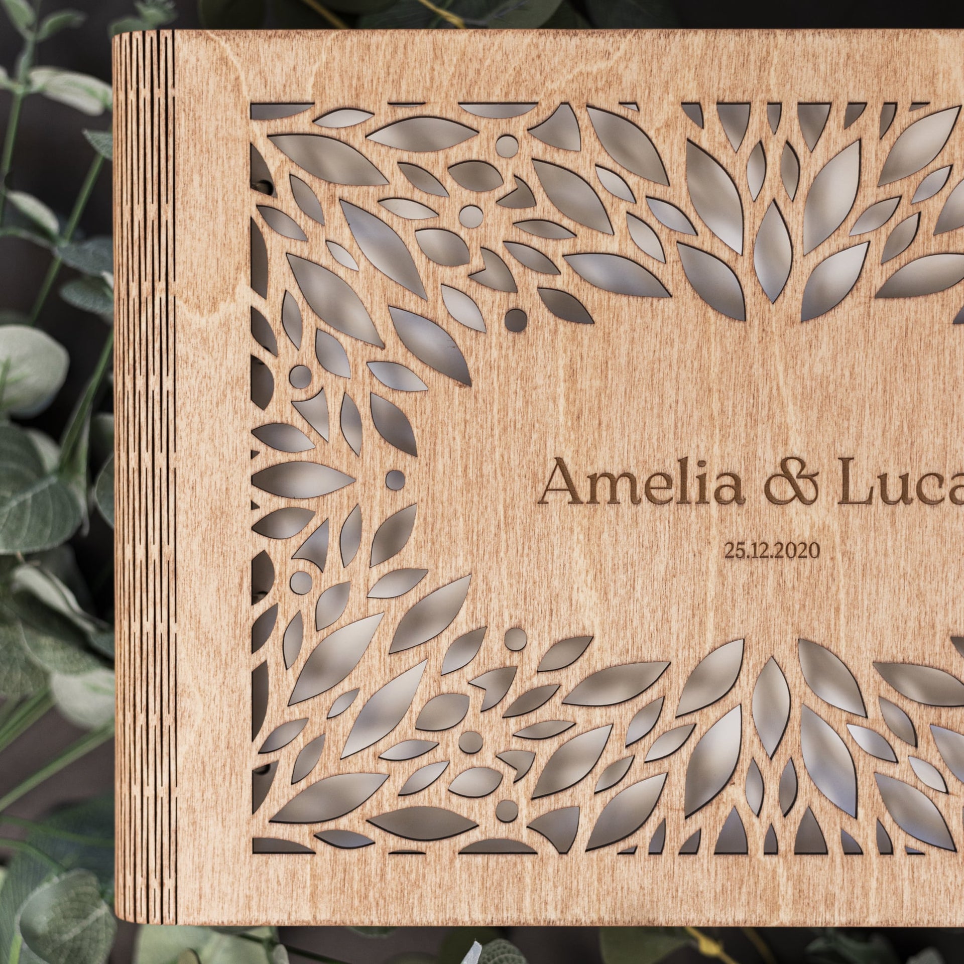 Crownleaf Wooden Photo Album for Wedding and Anniversary Keepsakes