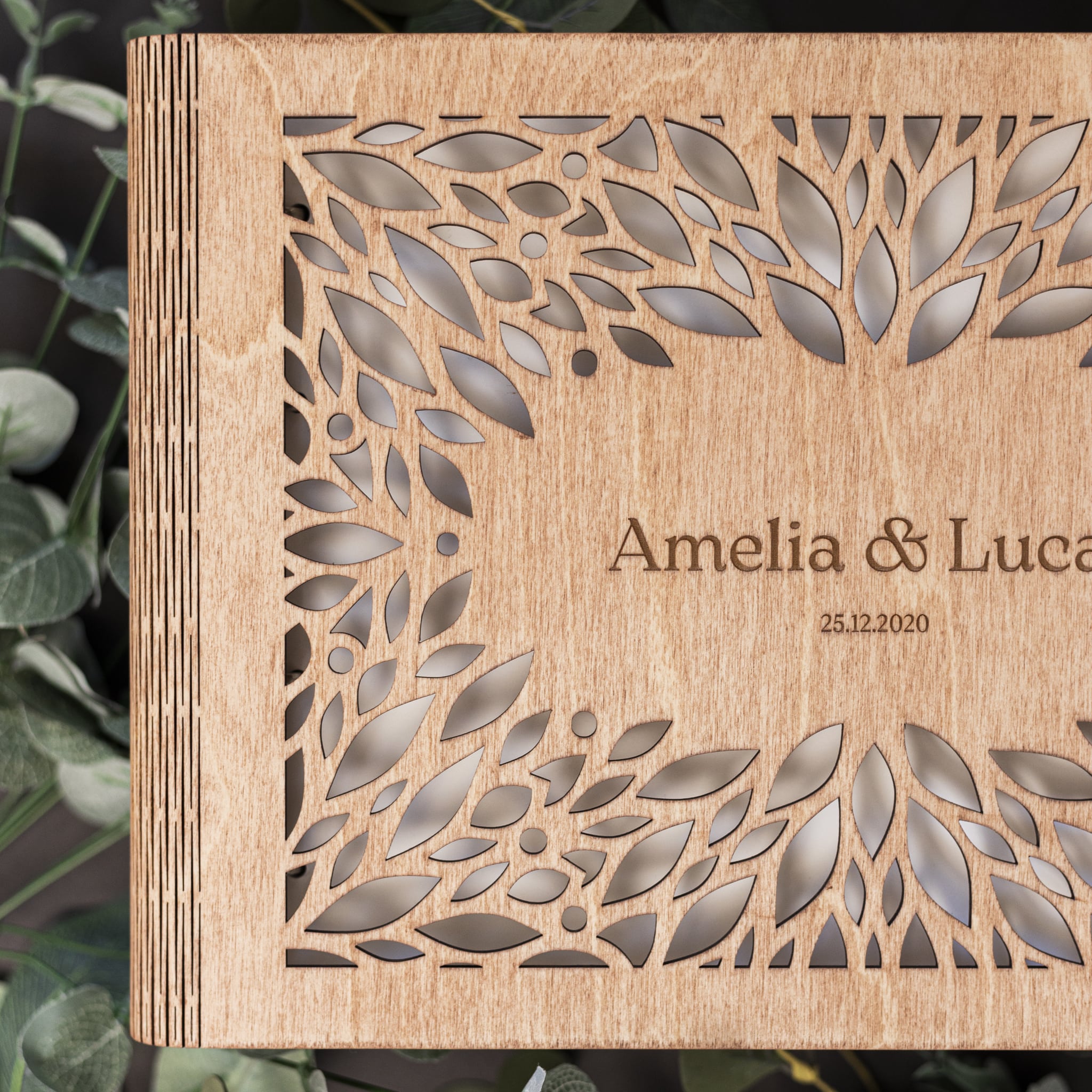 Crownleaf Wooden Photo Album for Wedding and Anniversary Keepsakes