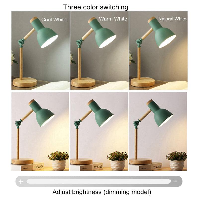 Nordic Style Wooden and Iron Adjustable Desk Lamp