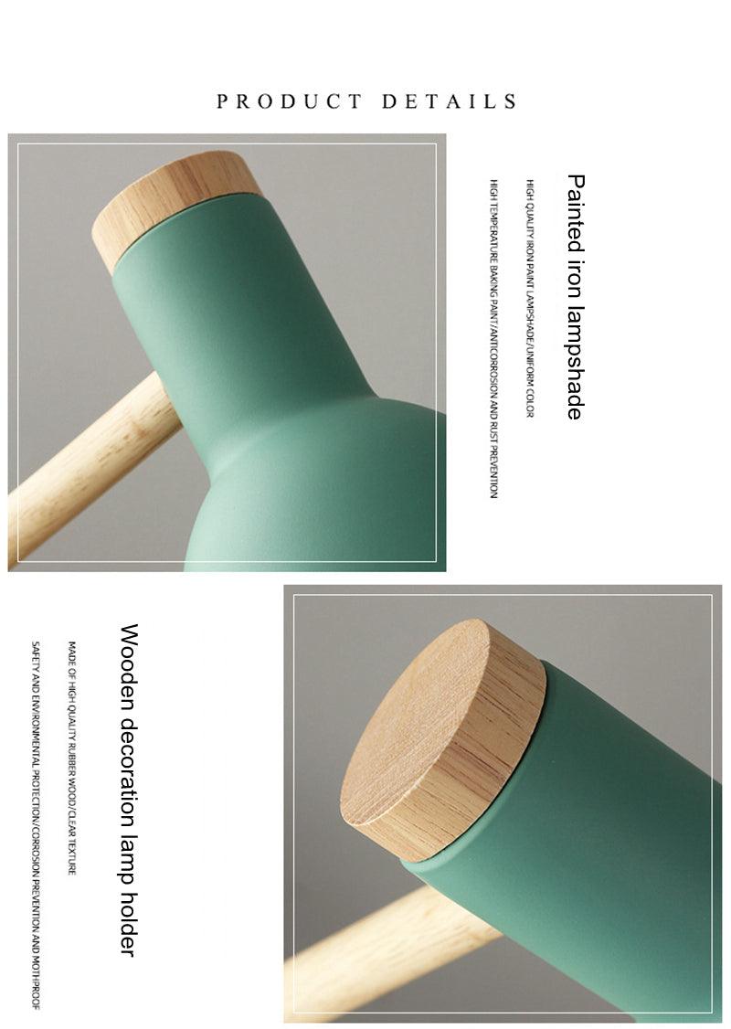 Nordic Style Wooden and Iron Adjustable Desk Lamp