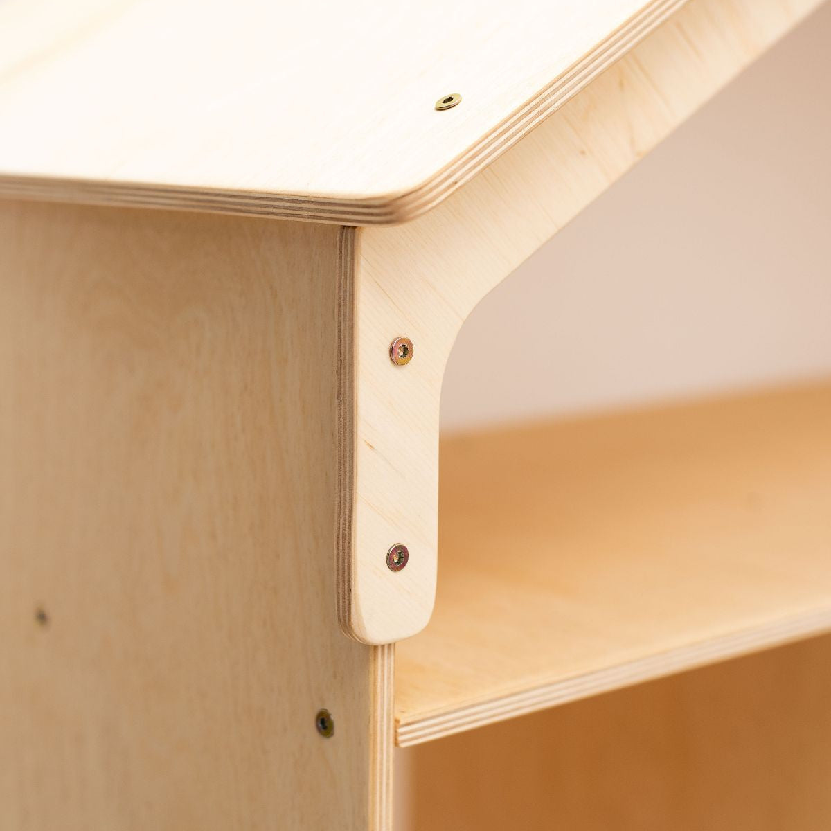 Wooden Dollhouse Bookshelf - Minimalist Scandi Storage for Kids