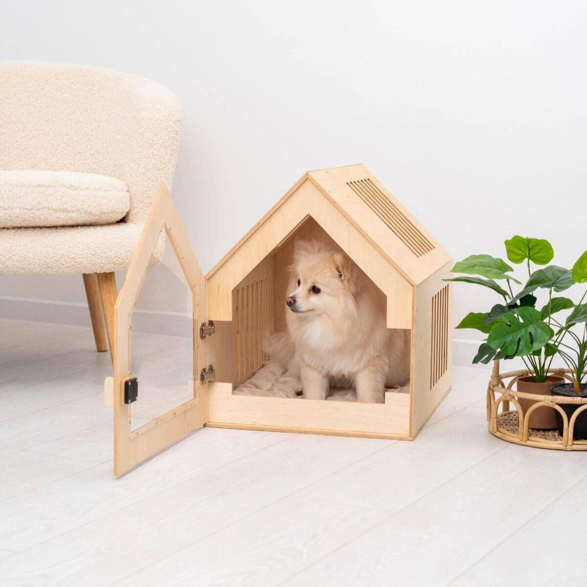 Wooden Indoor Dog House – Cozy Pet Den and Safe Napping Spot