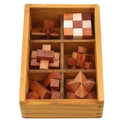 Wooden Interlocking Burr Puzzle - Brown and Tan Brain Teaser