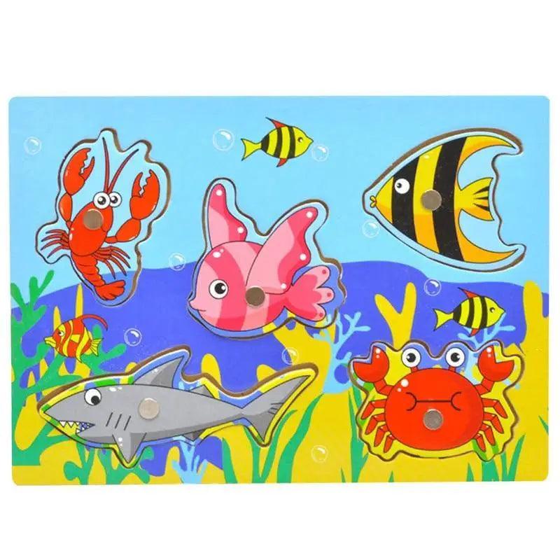 Wooden Magnetic Fishing Game & Puzzle Board (18cm x 13cm)