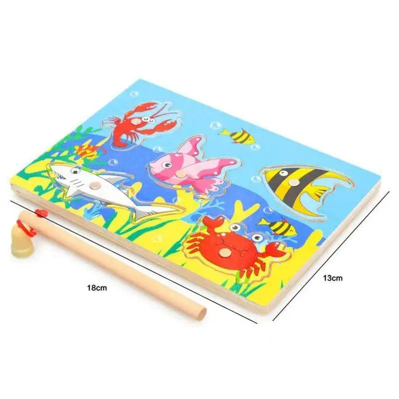Wooden Magnetic Fishing Game & Puzzle Board (18cm x 13cm)
