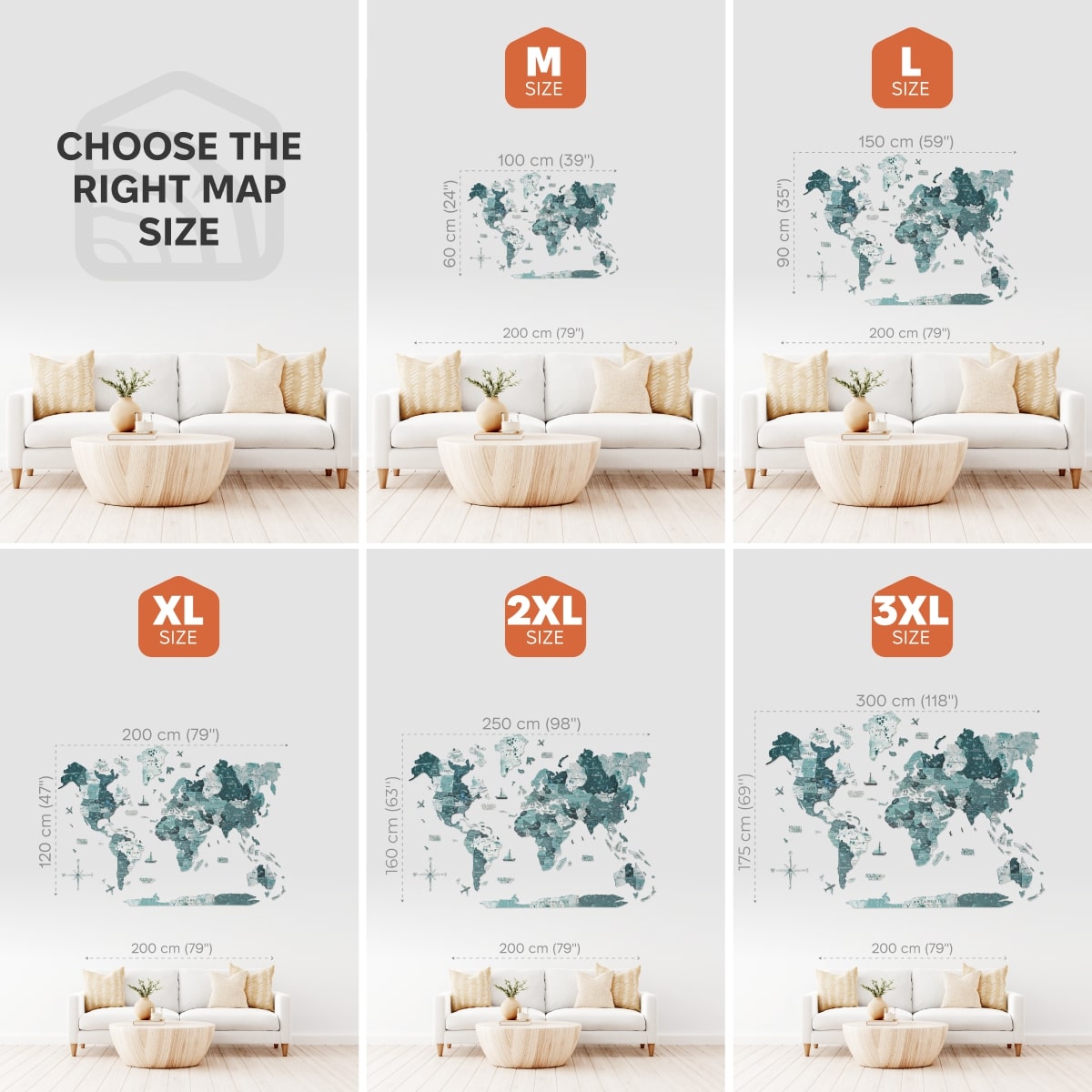 3D Wooden World Map Aurora Blue Wall Art for Home Decor
