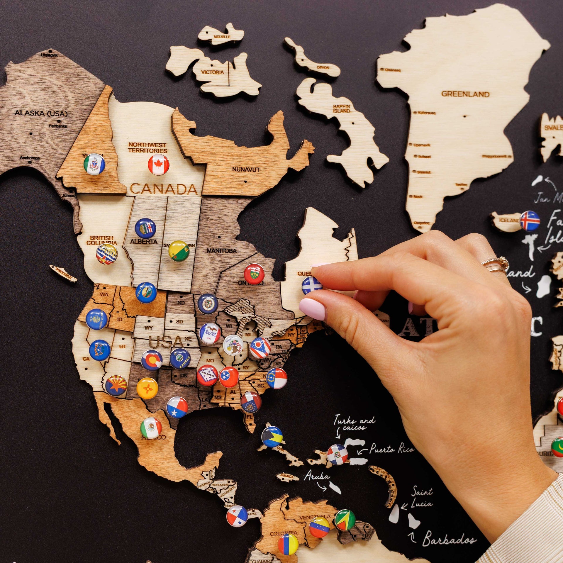 3D Wooden Panel World Map in Multicolor for Modern Homes