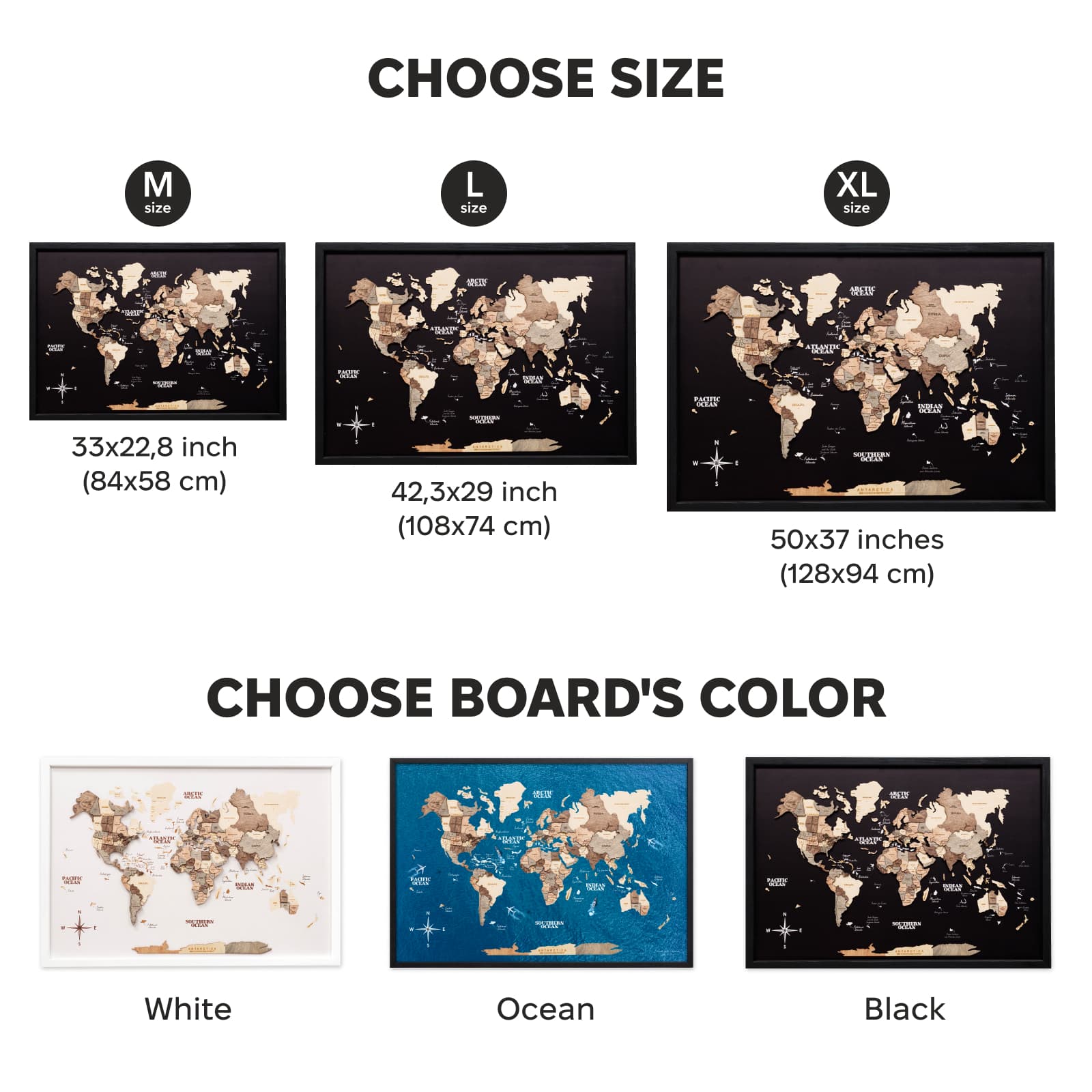 3D Wooden World Map - Smoky, Modern Travel-Inspired Wall Art