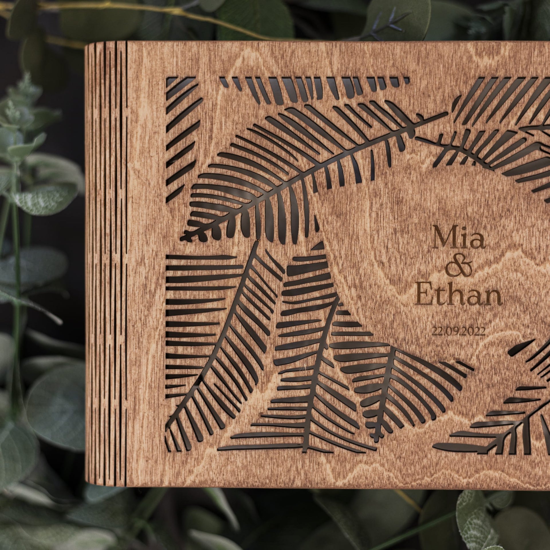 Tropics Wooden Photo Album - Bohemian Coastal Memory Book
