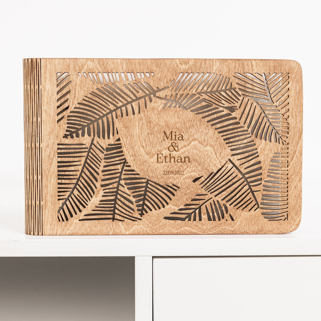 Tropics Wooden Photo Album - Bohemian Coastal Memory Book