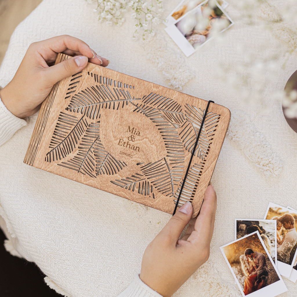 Tropics Wooden Photo Album - Bohemian Coastal Memory Book