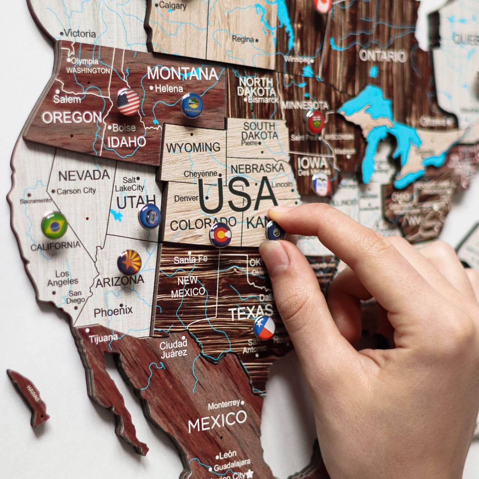 3D Wooden World Map Cappuccino Minimalist Wall Decor