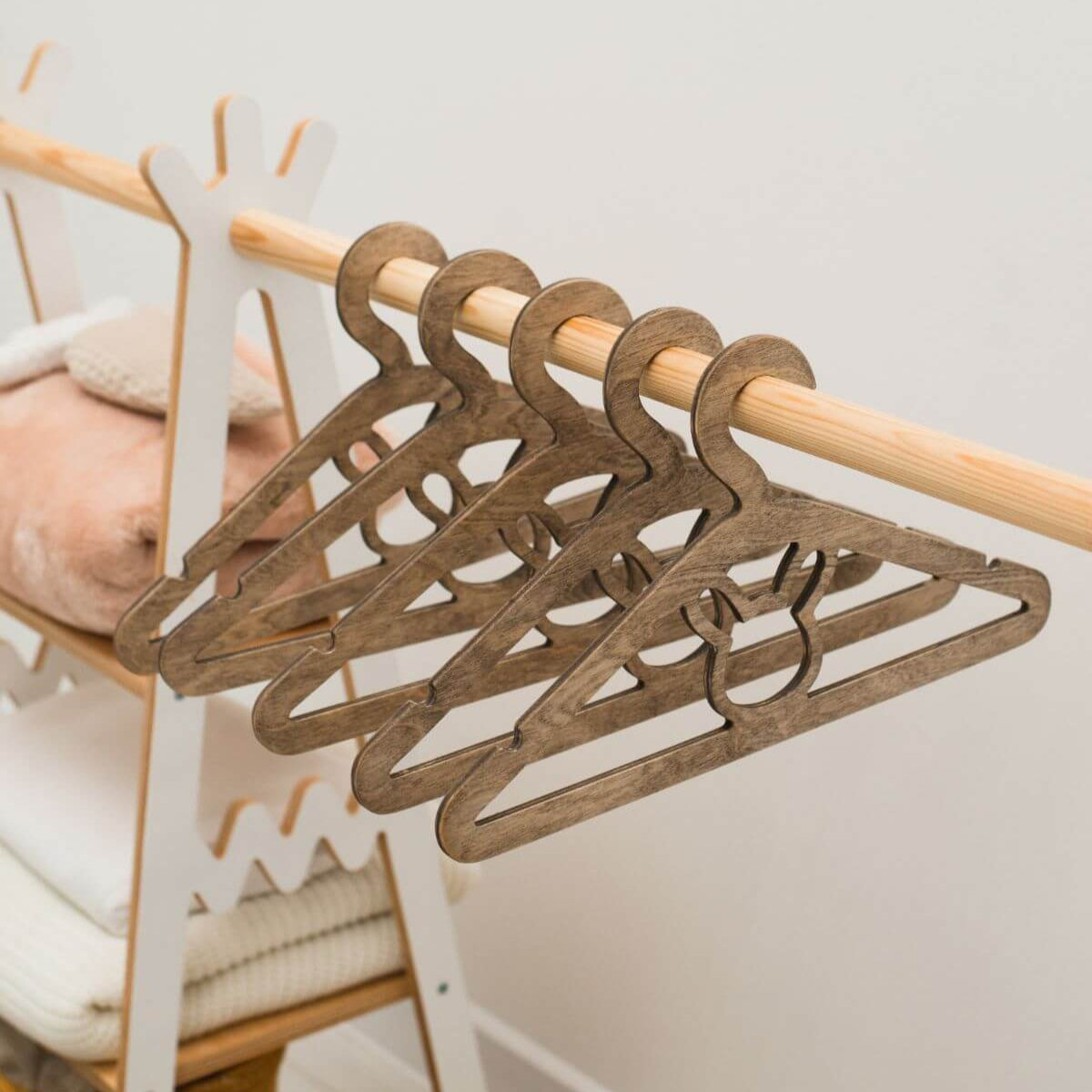 10-Pack Kids Wooden Hangers for Toddler Clothes