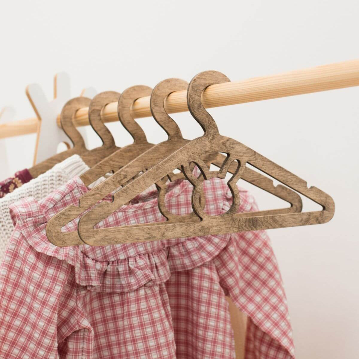 10-Pack Kids Wooden Hangers for Toddler Clothes