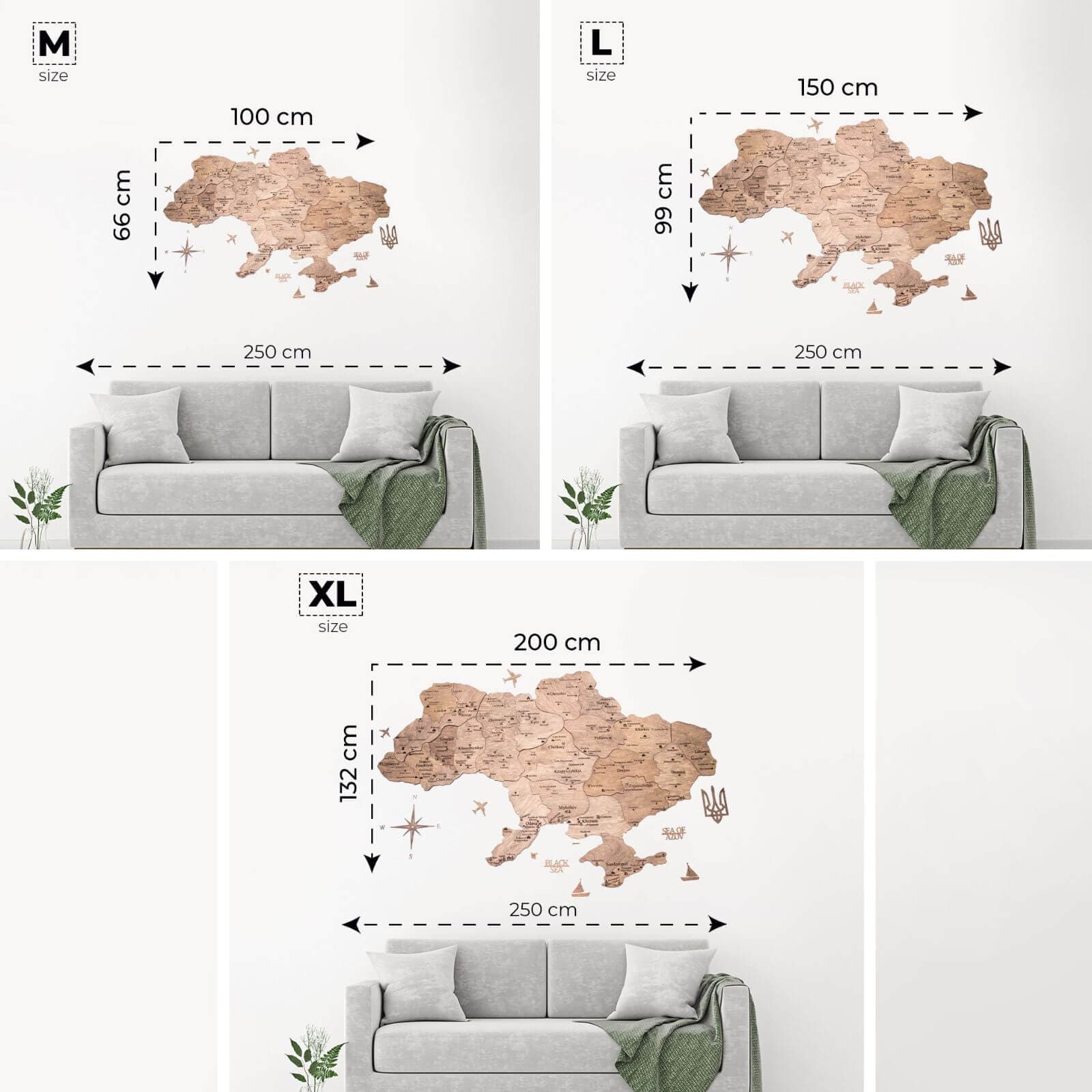 Wooden Map of Ukraine Terra Minimalist Brown Wall Art Decor