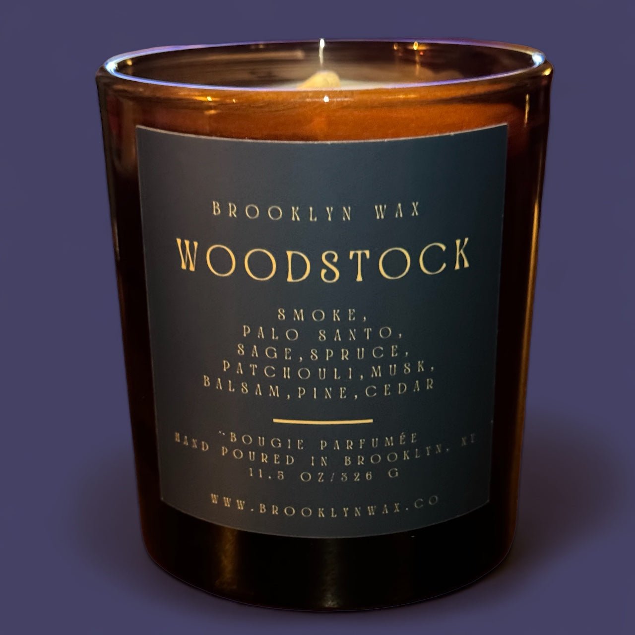 Woodstock 11.5oz Amber Glass Scented Candle with Pine and Smoke - Image 2
