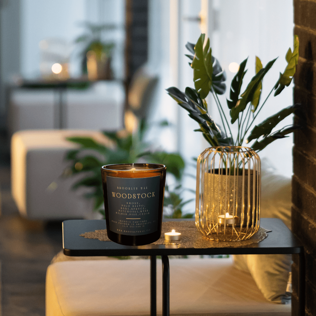 Woodstock 11.5oz Amber Glass Scented Candle with Pine and Smoke - Image 6