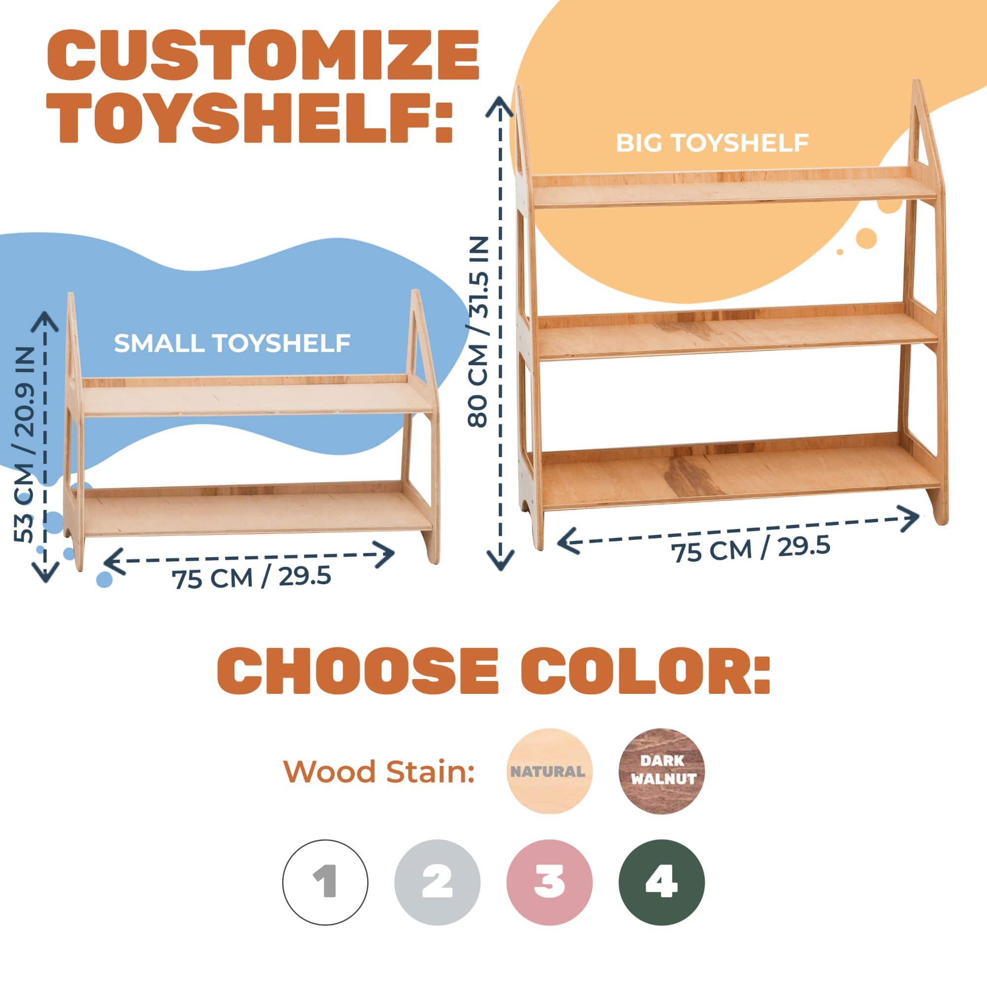 Montessori Toy Shelf for Kids - Durable Wooden Organizer