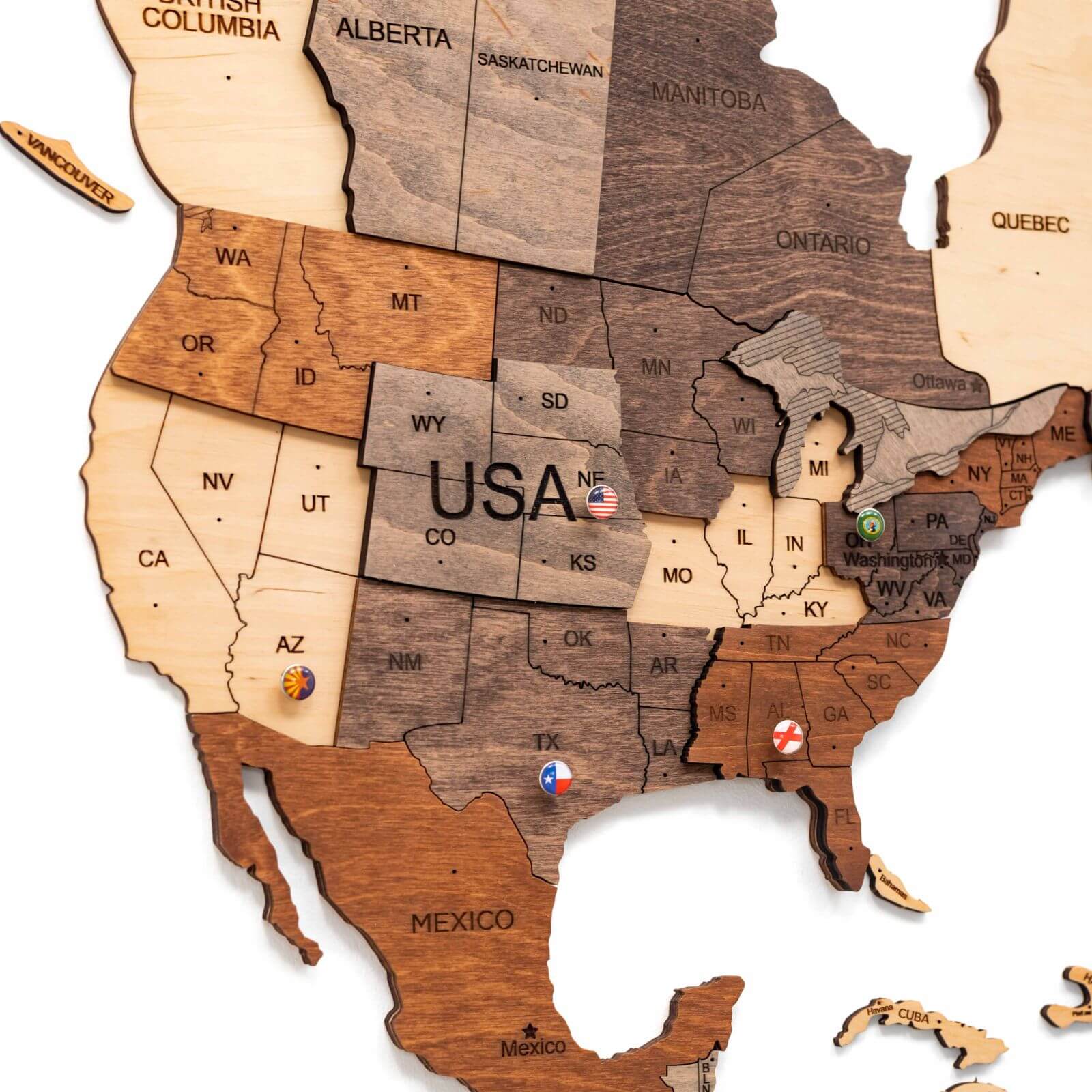 3D Wooden World Map Multicolor Wall Art Decor for Home