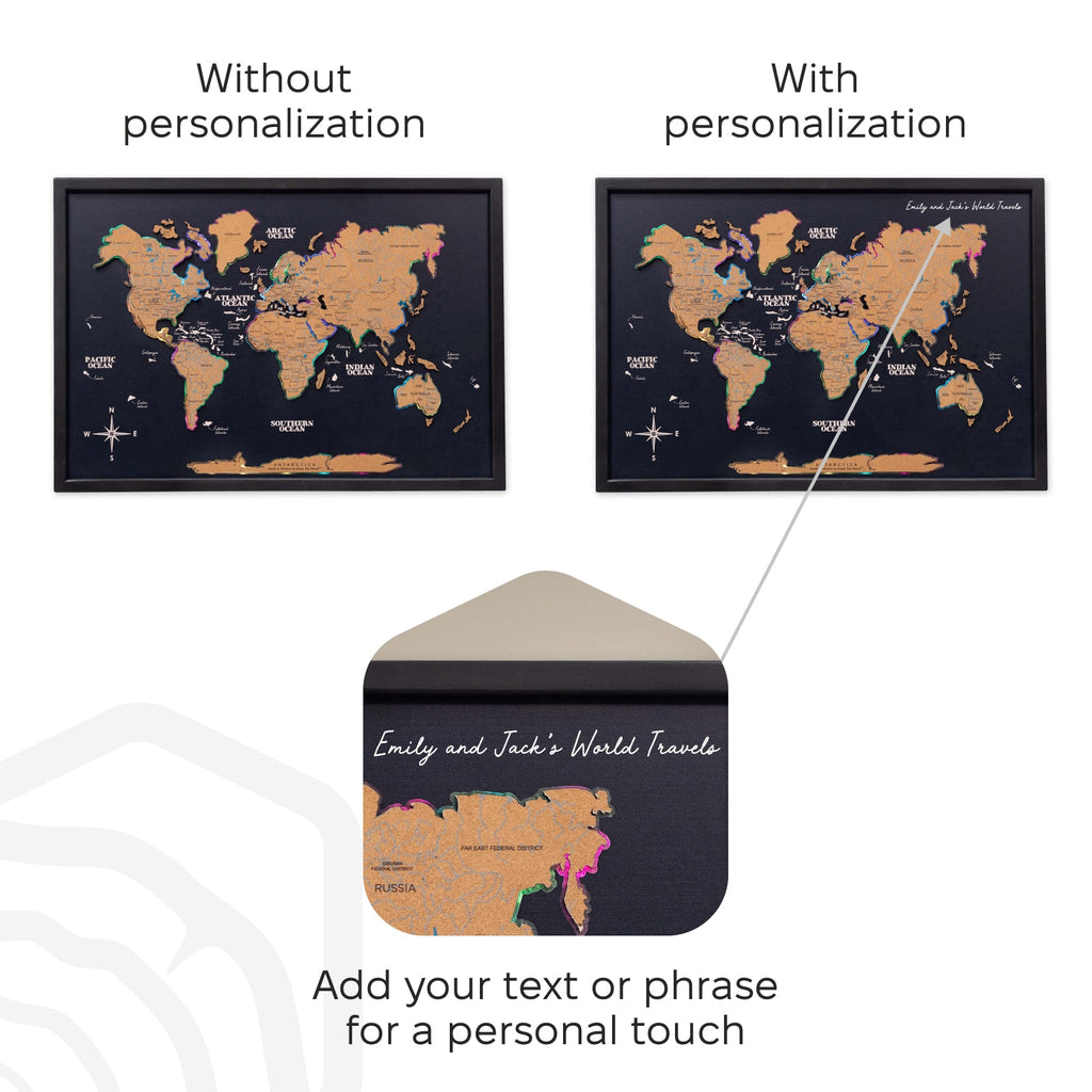 Map on Board LED 2.0 Cork Illuminated World Map Wall Decor