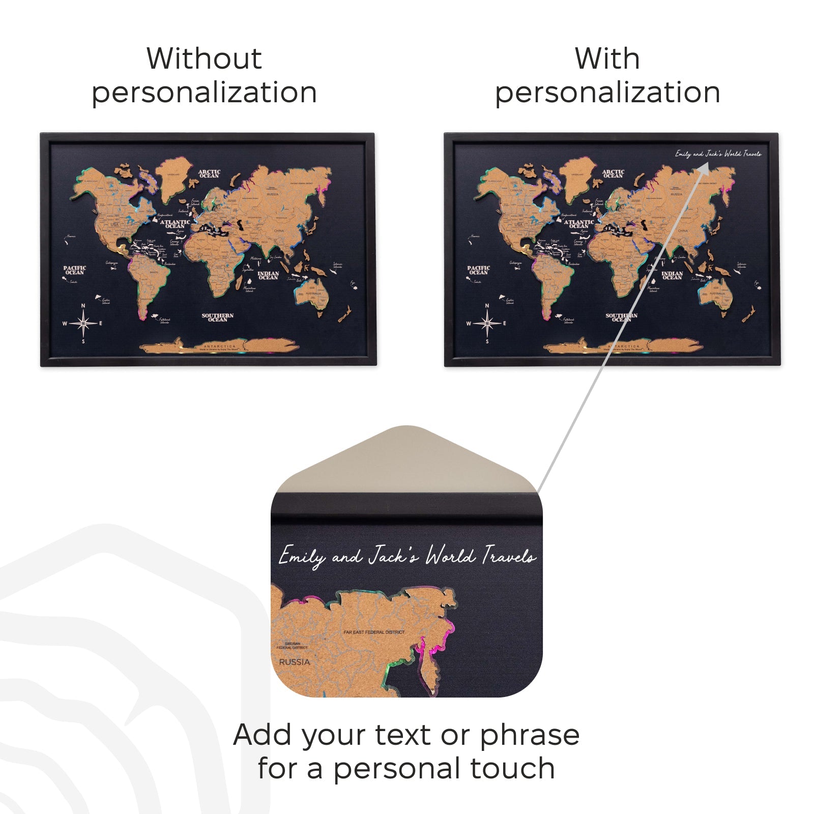Map on Board LED 2.0 Cork Illuminated World Map Wall Decor