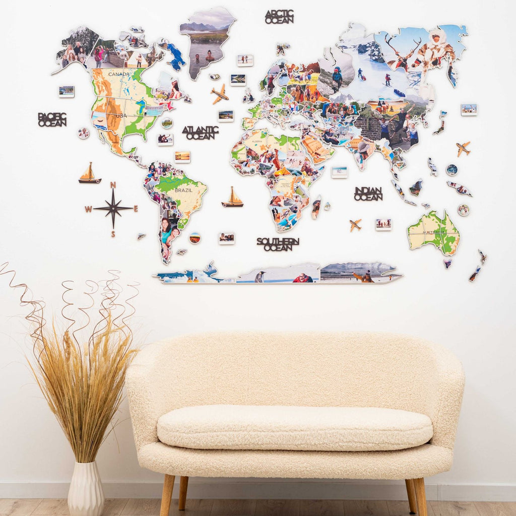 World Photo Map Physical Edition for Global Travel Memories