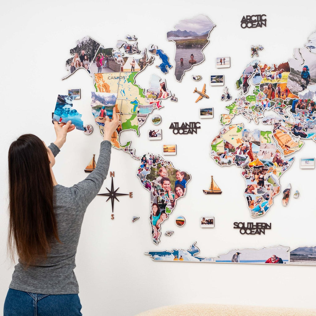 World Photo Map Physical Edition for Global Travel Memories