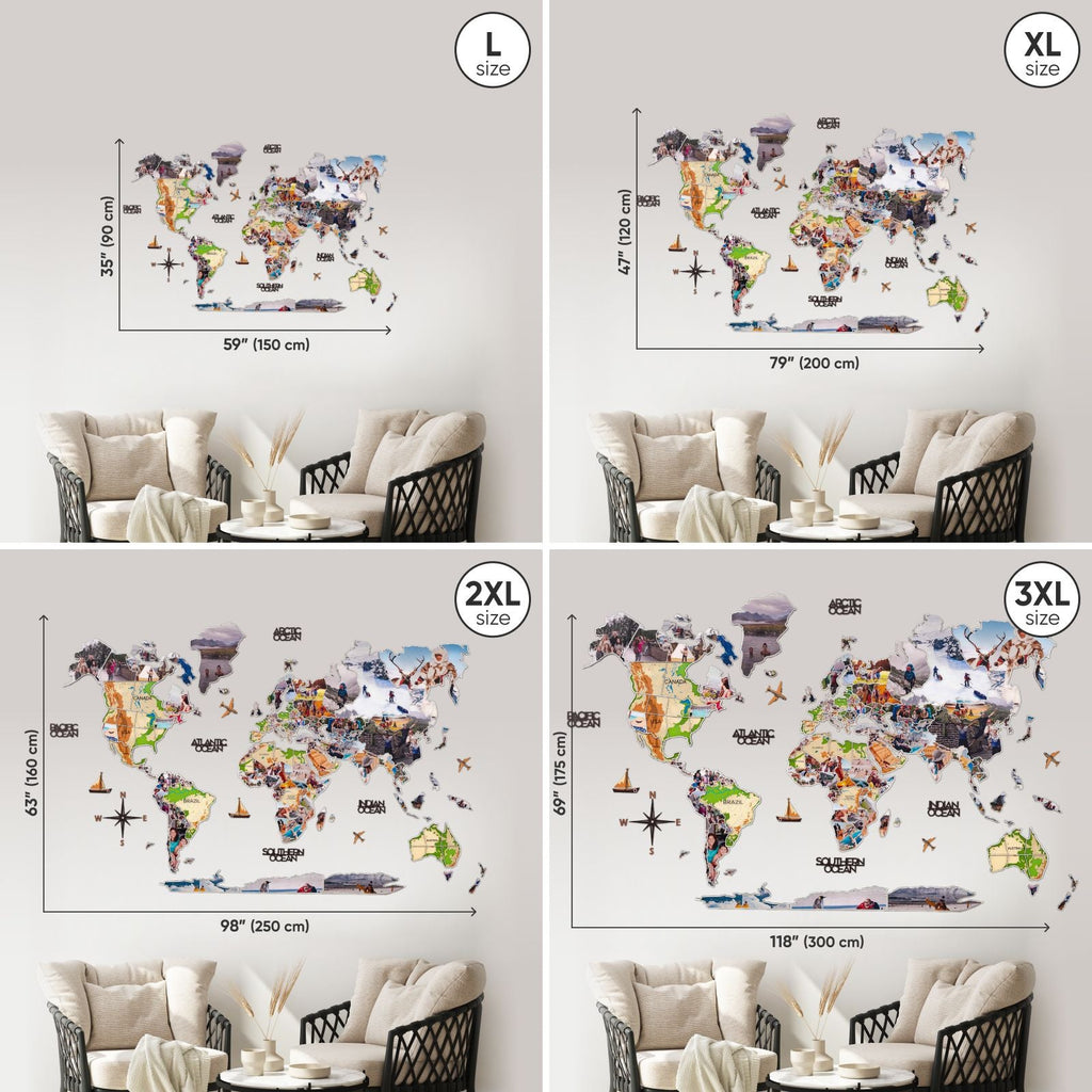 World Photo Map Physical Edition for Global Travel Memories