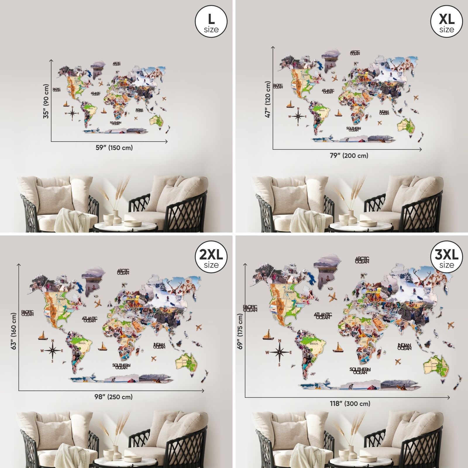 World Photo Map Physical Edition for Global Travel Memories