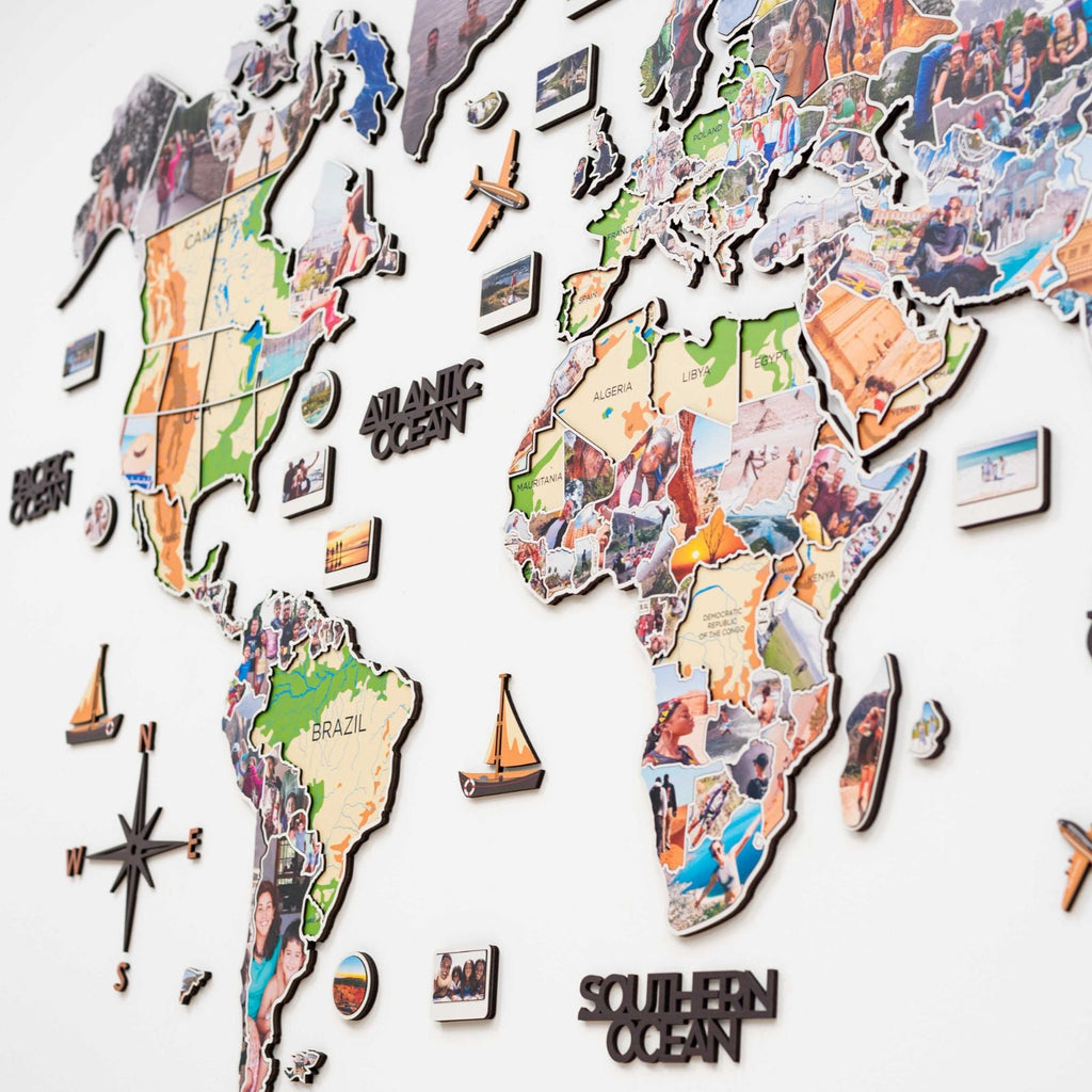 World Photo Map Physical Edition for Global Travel Memories
