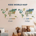Interactive Kids Wall Map in Khaki for Geography Learning