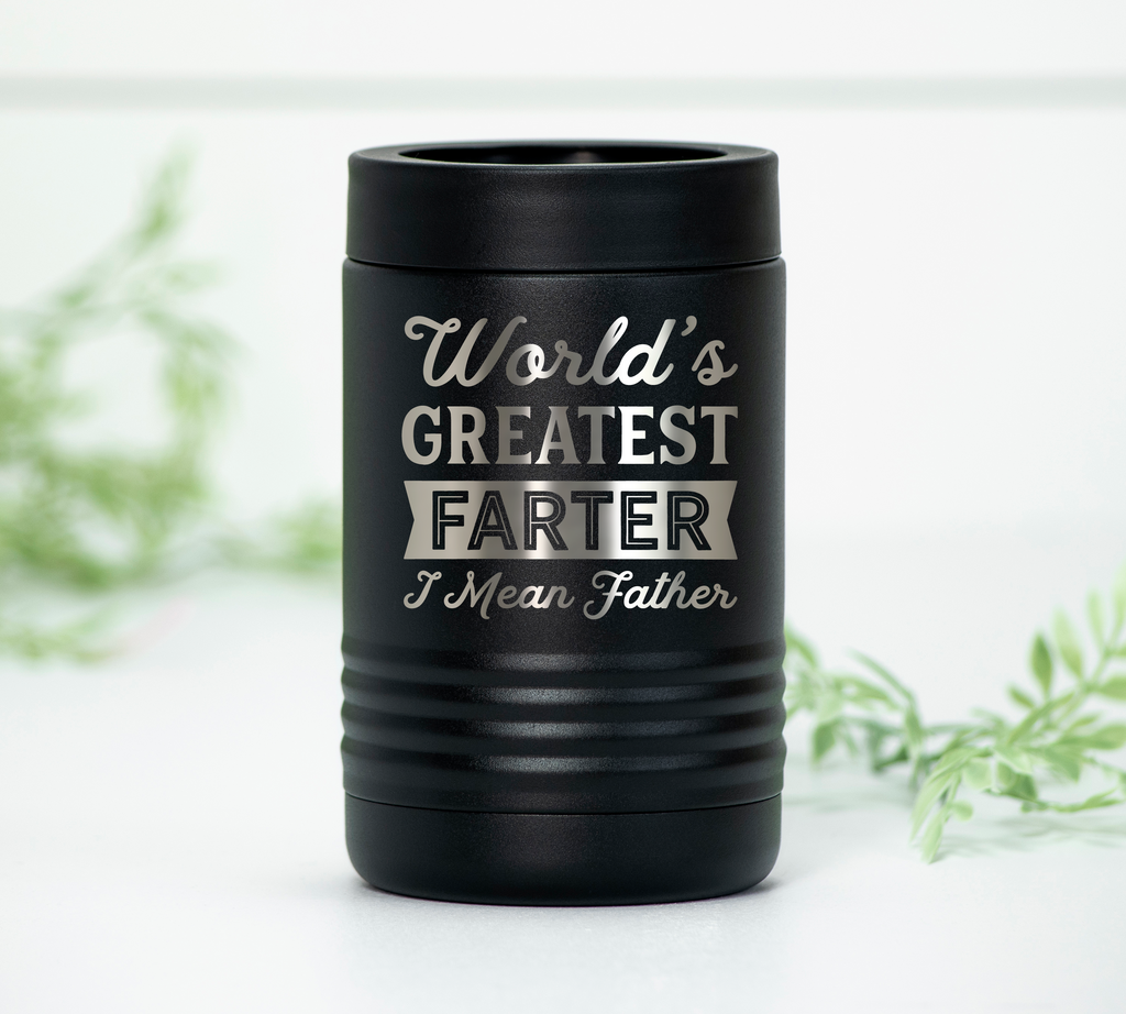 World's Greatest Farter I Mean Father Engraved Can Cooler