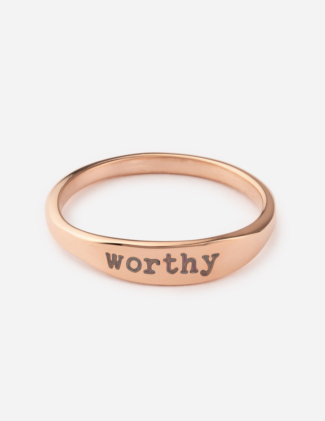 Close-up view of the Worthy Ring showing its elegant, minimalist design