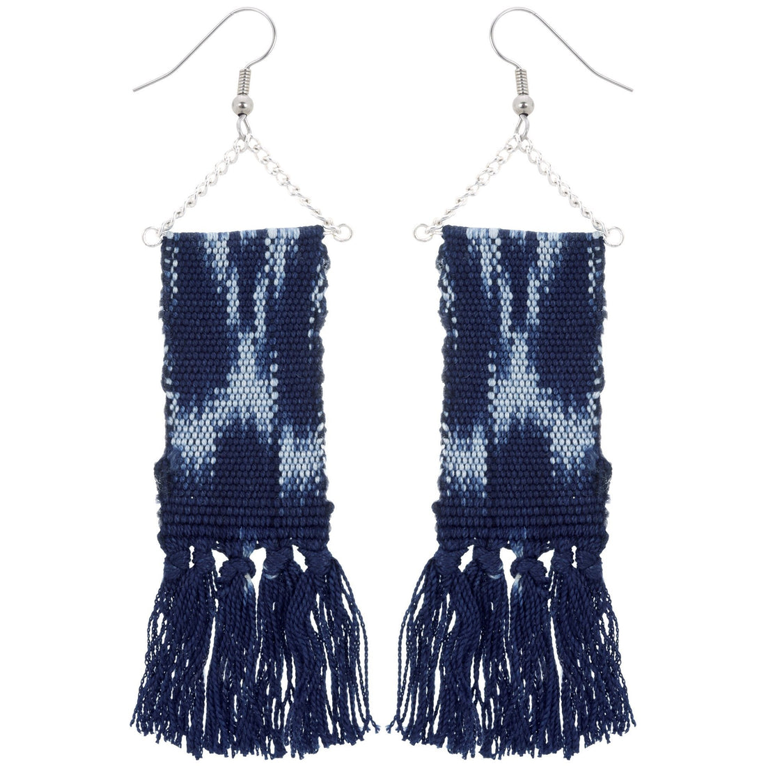 Woven Ikat Fringe Earrings