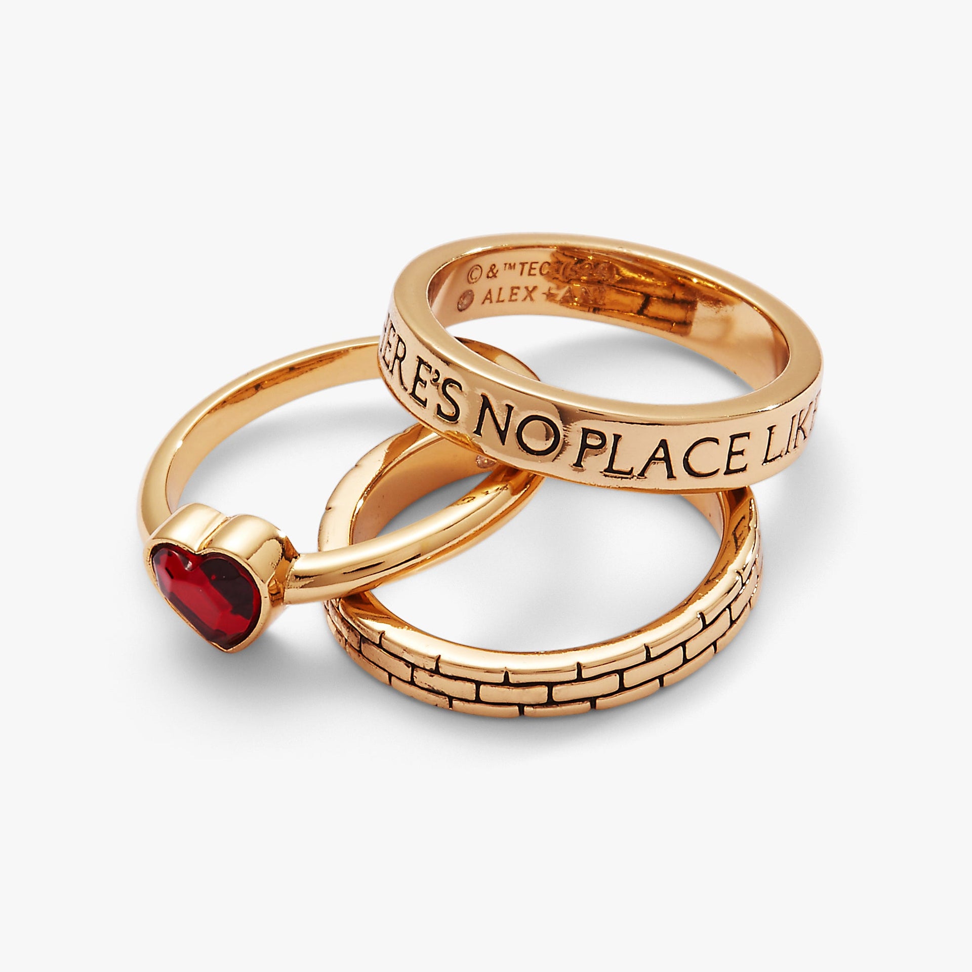 The Wizard of Oz Stackable Ring Set with Red Crystal Heart