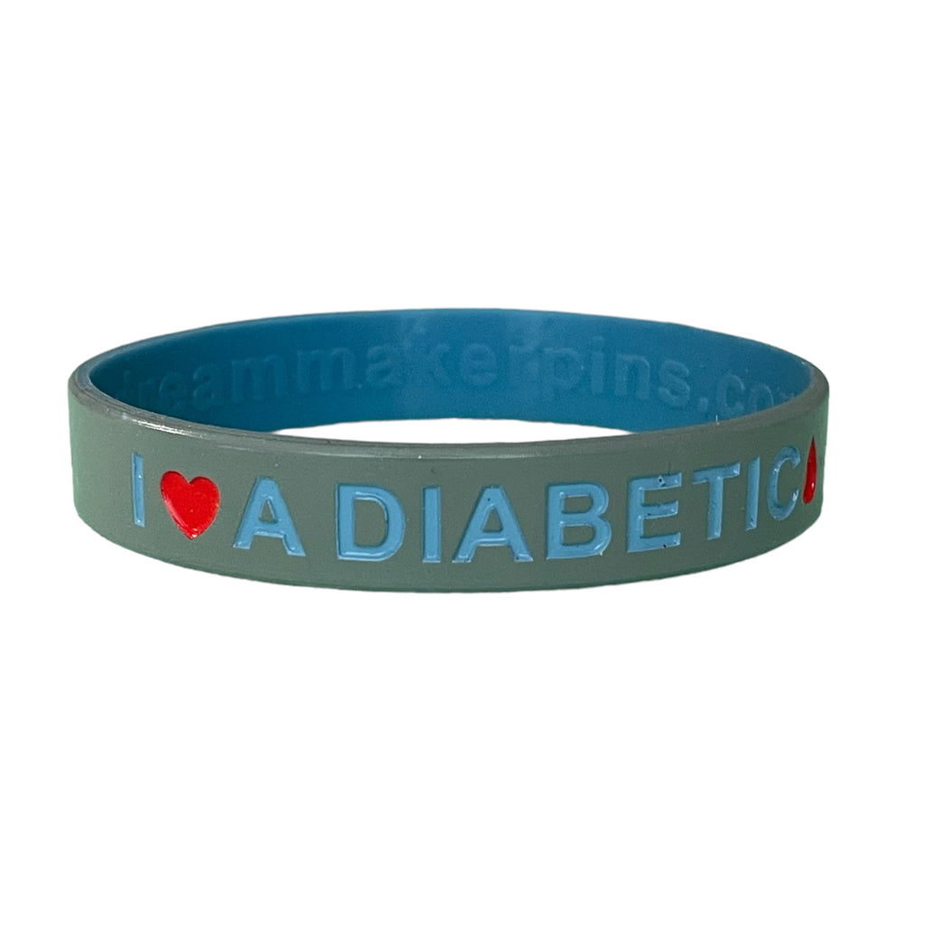 "I Love a Diabetic" Silicone Wristband with Drop of Blood