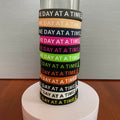 Silicone Wristband - One Day At A Time Motivational Marathon Reminder Bracelet 8 Inch