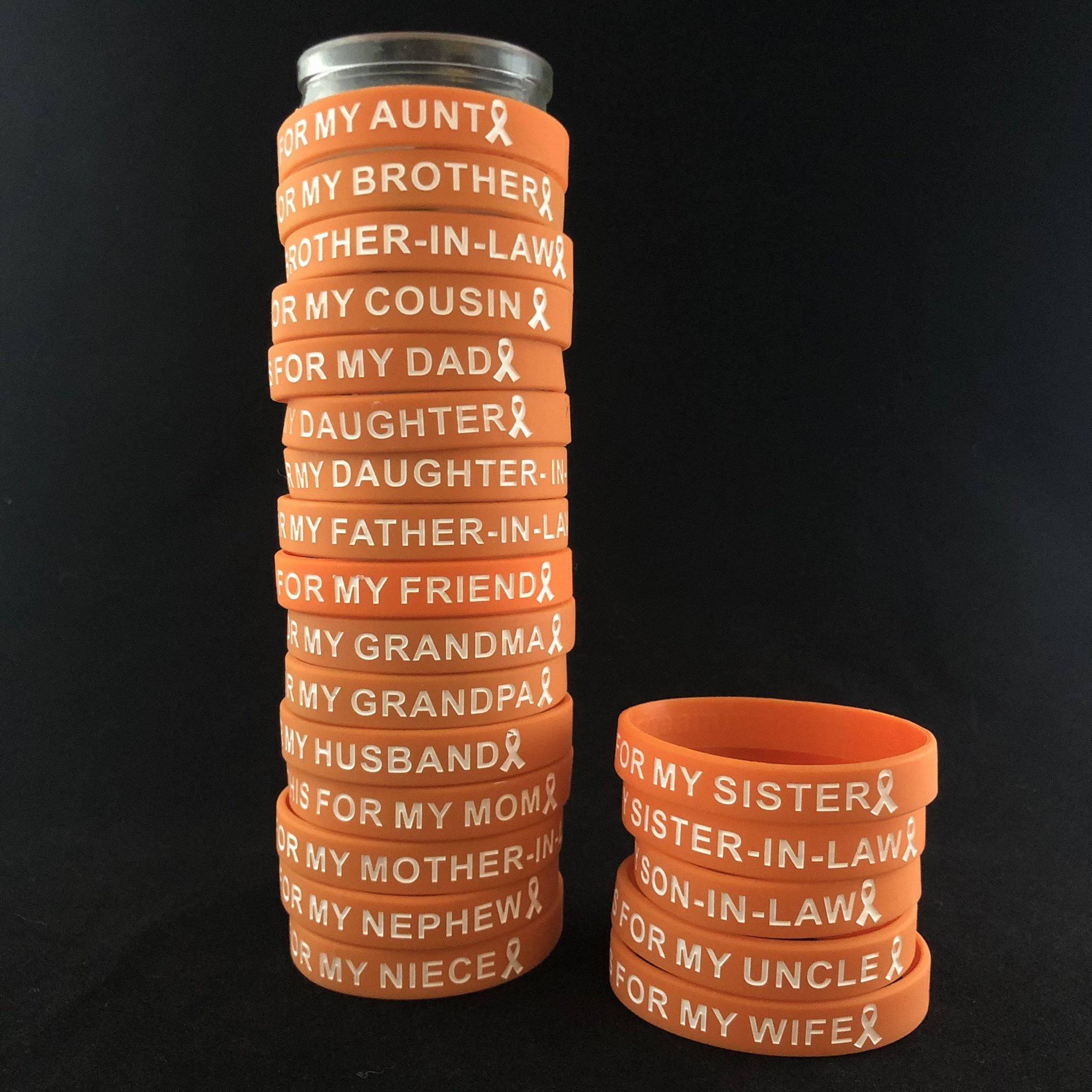 I Wear This Wristband – Orange & White Silicone Awareness Band for Support