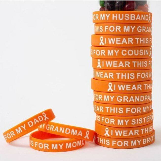 I Wear This Wristband – Orange & White Silicone Awareness Band for Support