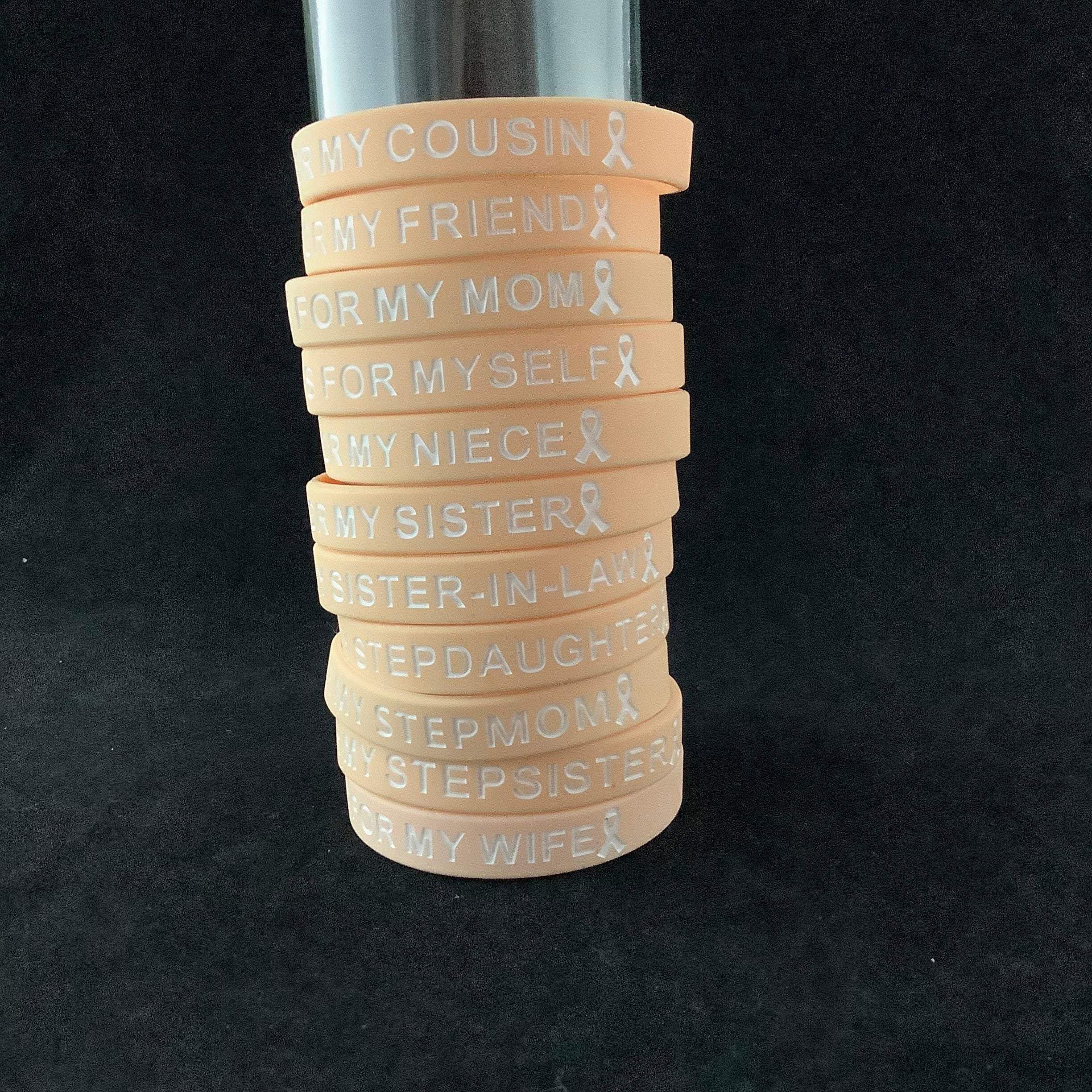 Peach & White I Wear This For My  Wristband