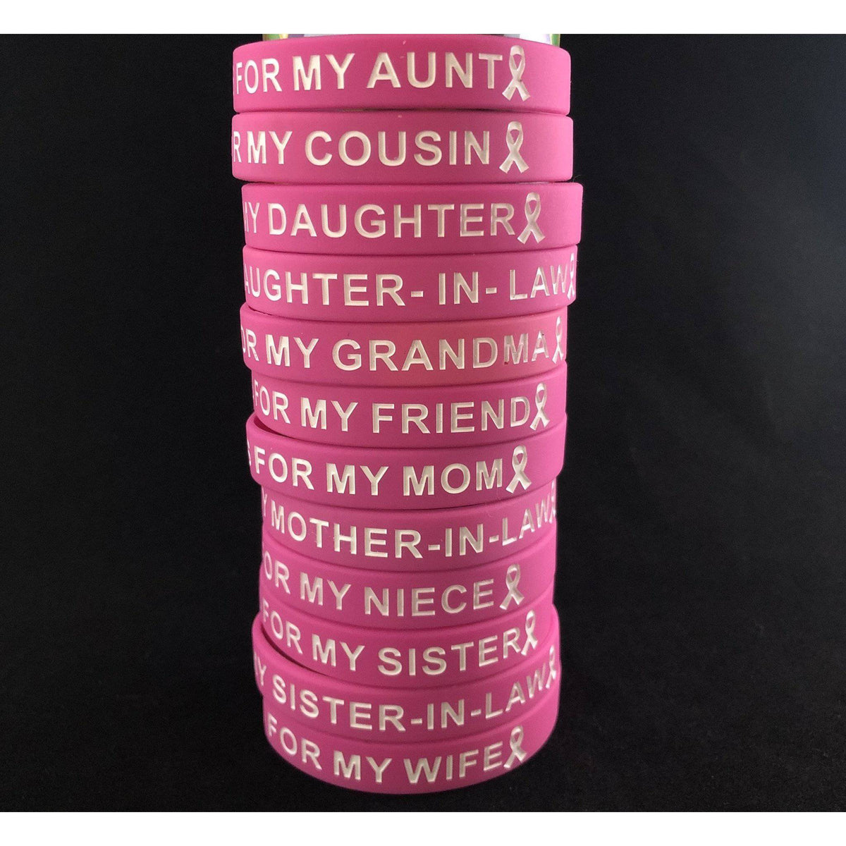 Silicone Wristband Pink Breast Cancer Awareness - Durable 8 Inch Motivational Band