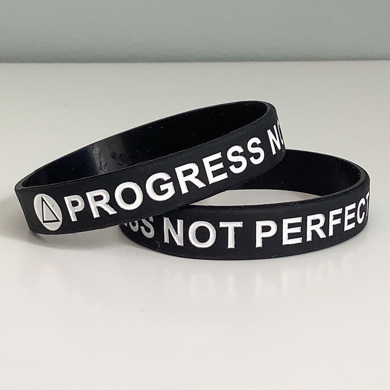 Progress Not Perfection With Recovery Symbol | Silicone Wristband