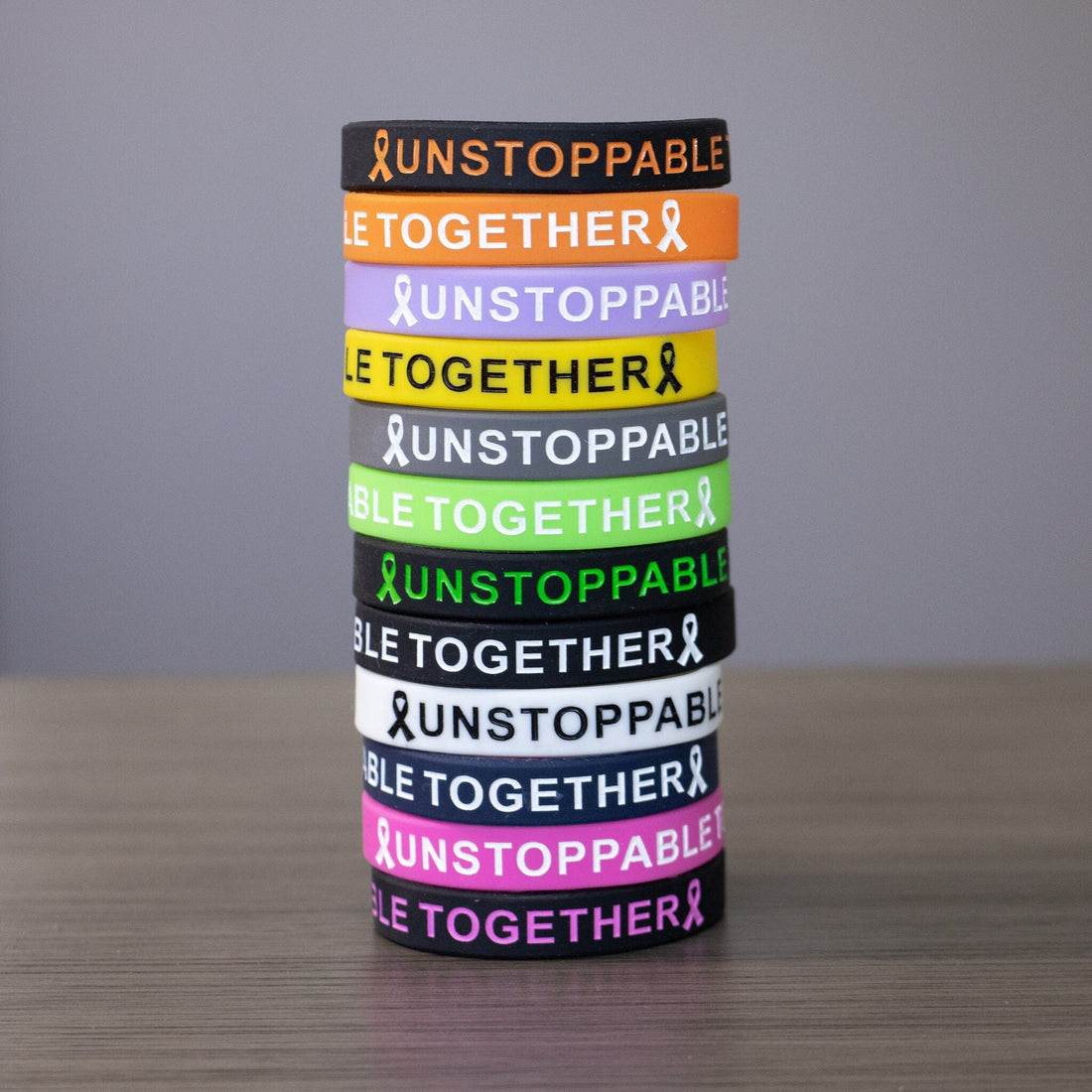 Unstoppable Together Wristband - Black Silicone Support Bracelet for Unity