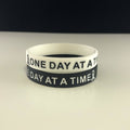 One Day At A Time Wristband - Black And White Silicone Wristband With Positive Message