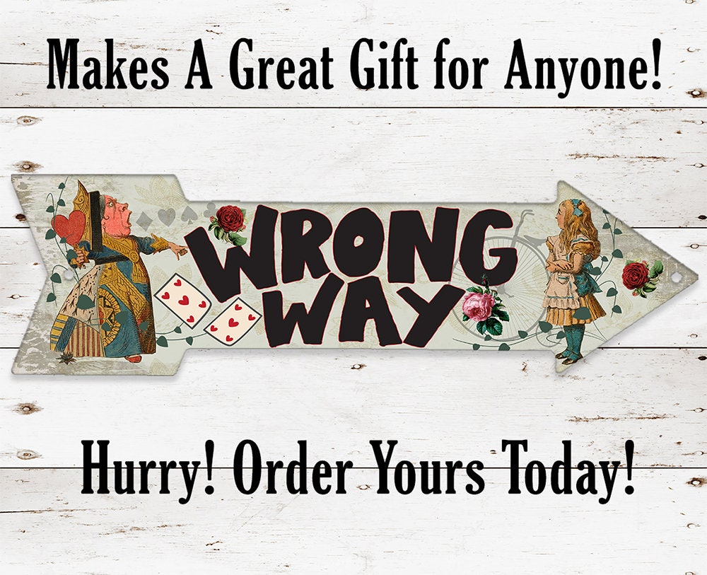 Wrong Way - Directional Arrow - Metal Sign