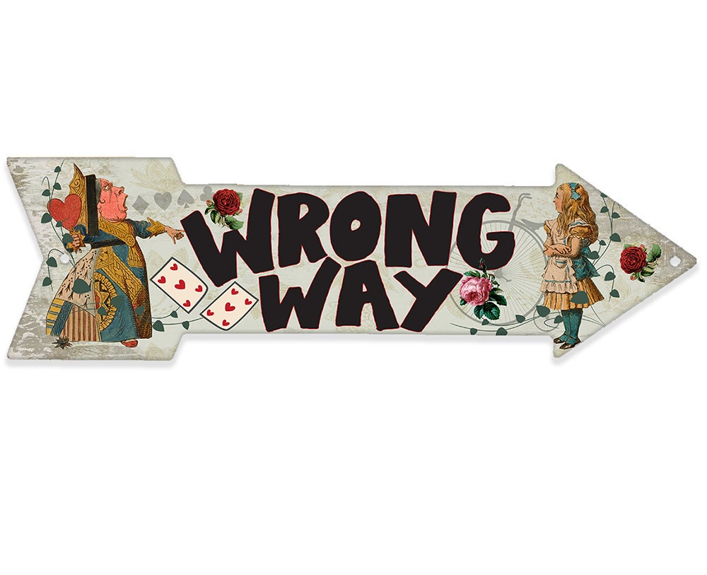 Wrong Way - Directional Arrow - Metal Sign
