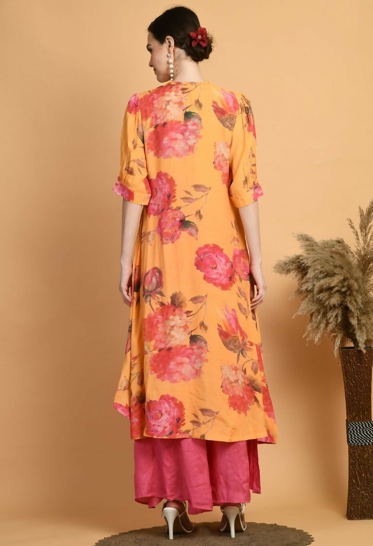 Mustard Maslin Kurta Set with Shantoon Bottoms